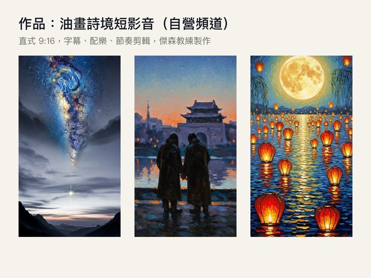 油畫詩境直式短影音三格畫面